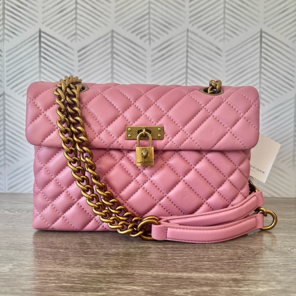 Kurt Geiger Pink Quilted Brixton Leather Bag - Picture 1 of 8